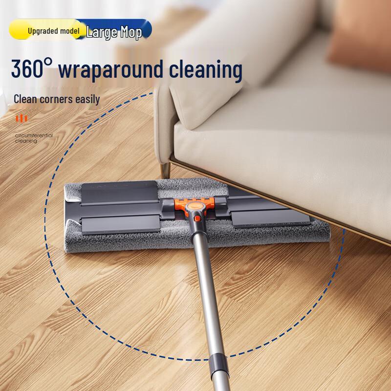 Швабра плоская 38см с клипсой для ткани и 4 насадками