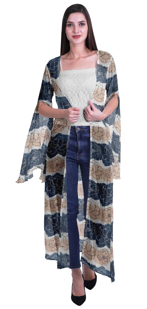 Moomaya Пляжная накидка с открытым передом из принтованного жоржета и разрезами на рукавах