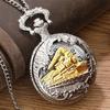 Exquisitely Carved Hollow Locomotive Thin Necklace Pocket Watch Classic Retro Nostalgic Quartz Large Pocket Watch