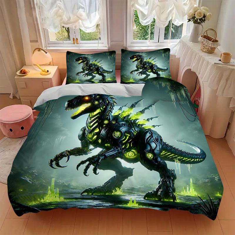 3 шт. комплект постельного белья DinoBot Кибердинозавр Включает 1 одеяло + 2 наволочки, Без подушек, Мягкий, удобный,a0909091