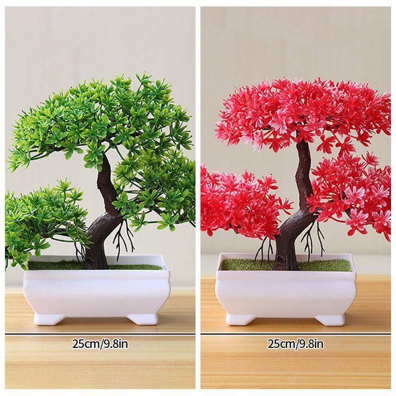 Artificial Plastic Plants Bonsai Fake Plant Flowers Potted Ornaments Simulated Tree Potted Creative Desk Decor Home Table Decor