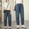 Fashion Patch Solid Color Denim Pants Female High Waist Casual Harem Pants Women Streetwear All Match Jeans 2025