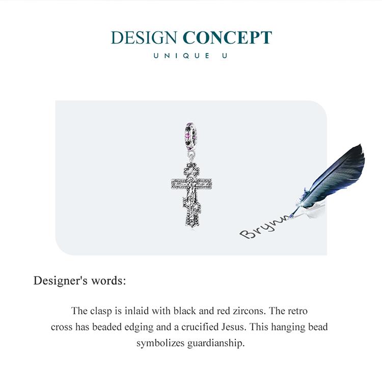 BAMOER Стерлингового Серебра 925 пробы Иисус и Крест Подвеска подходит для женщин DIY браслет и браслет Винтаж Крест Подвески Коллекция Изящных Ювелирных Изделий