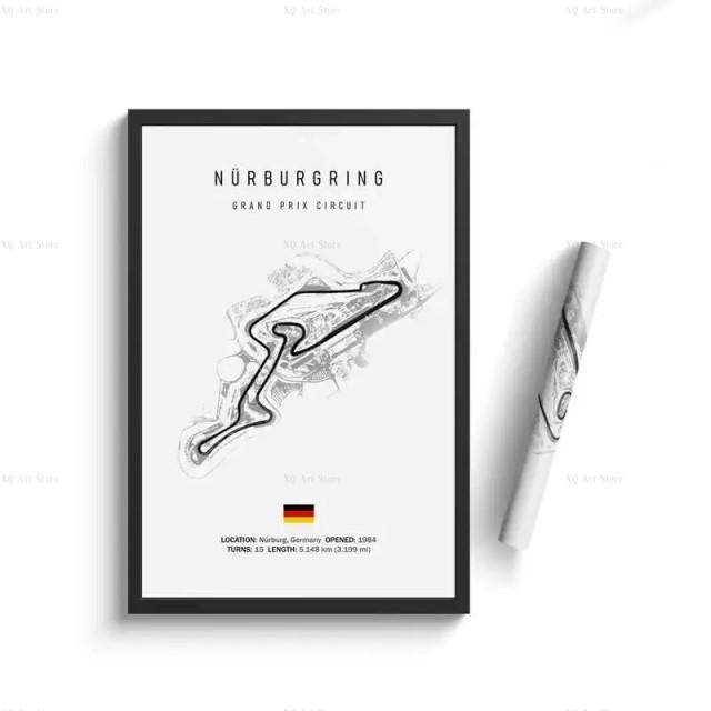 Скандинавские Франция Испания Имола гоночная трасса холст картина F1 настенные художественные постеры эстетическое украшение для автоспорта Декор комнаты