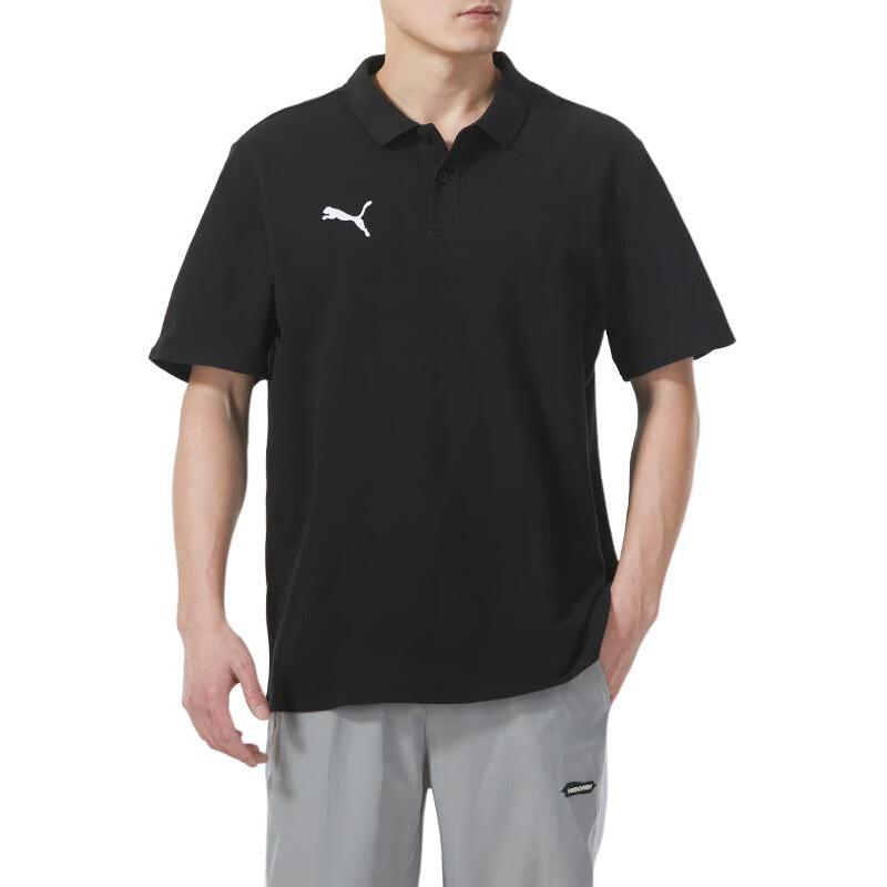 Puma Однотонная повседневная рубашка поло для мужчин, топы, черный цвет 658605-03