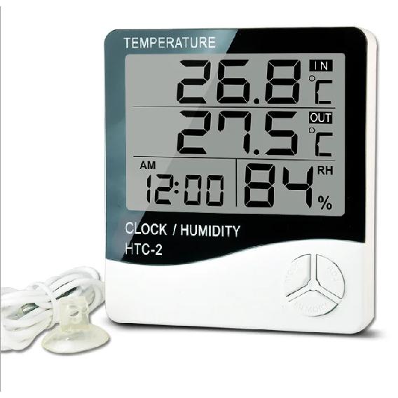 LCD Electronic Digital Temperature Humidity Meter Indoor Outdoor Thermometer Hygrometer Weather Station Clock HTC-1 HTC-2