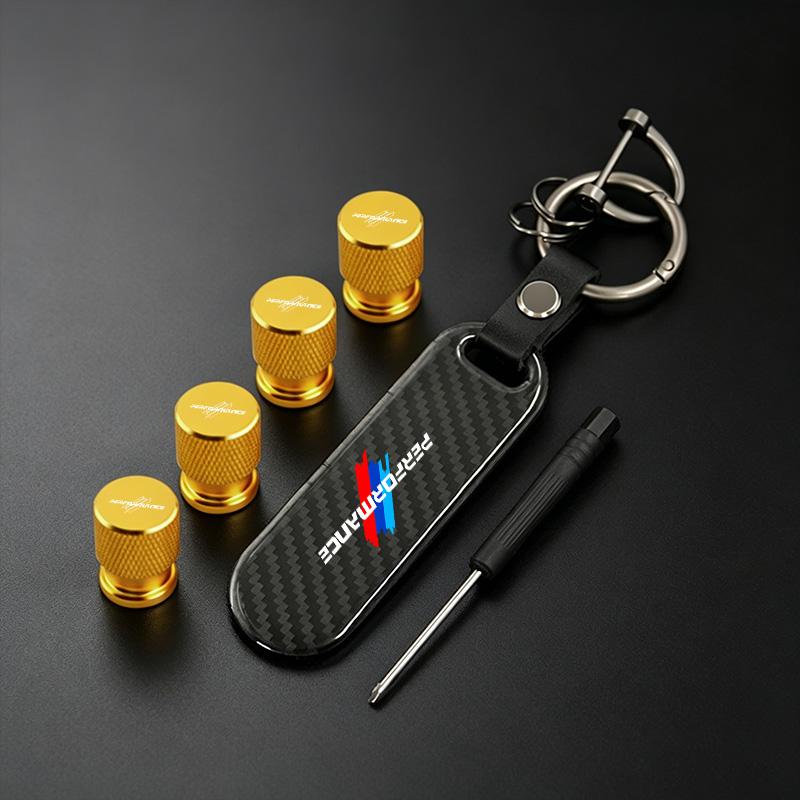Car Valve Caps Wheel Tires Air Tyre Stem Protective Cover And Car Keychain For BMW M Emblem E46 E36 E34 F10 E90 F30 E53 E30 E87 IJOPV1