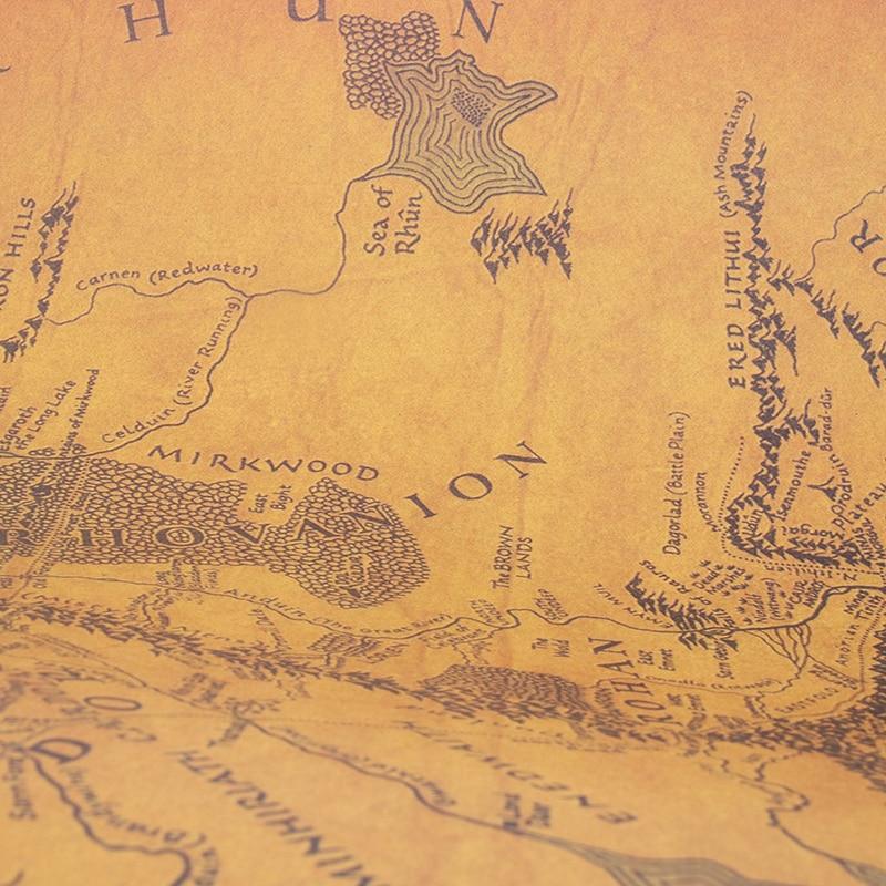 Map Of Middle-earth Movie Posters Ancient Ways Map Kraft Paper Adornment Picture Wall Sticker