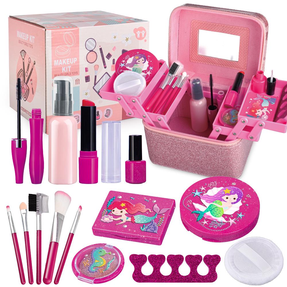 Children's Cross-Border Cosmetic Play Set: Lipstick, Nail Polish, Makeup Box, Princess Dressing Table Toy