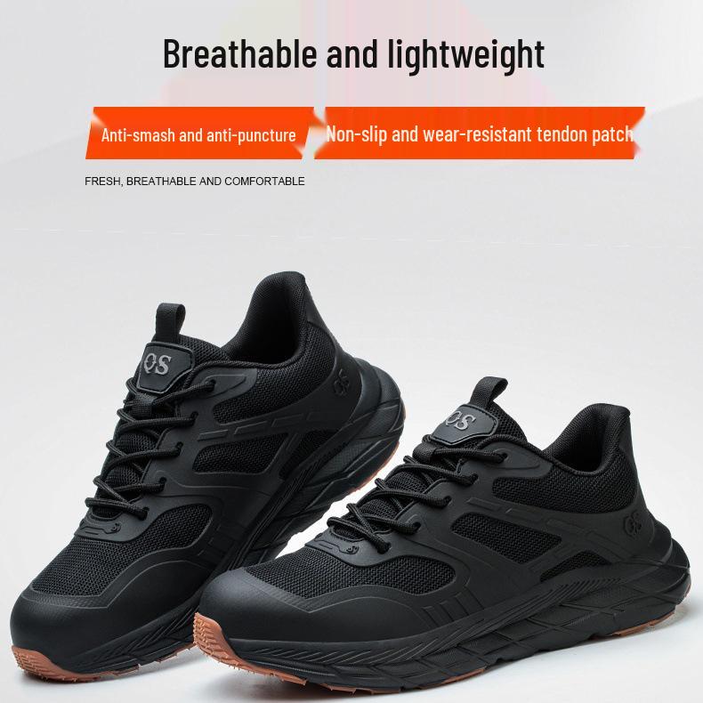 Мужская всесезонная износостойкая защитная обувь с стальным подноском - противоударная, противопрокольная, дышащая, низкая, повседневная защита.