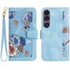 For Sony Xperia 1 VII Case PU Leather Floral Phone Cover with Card Slots