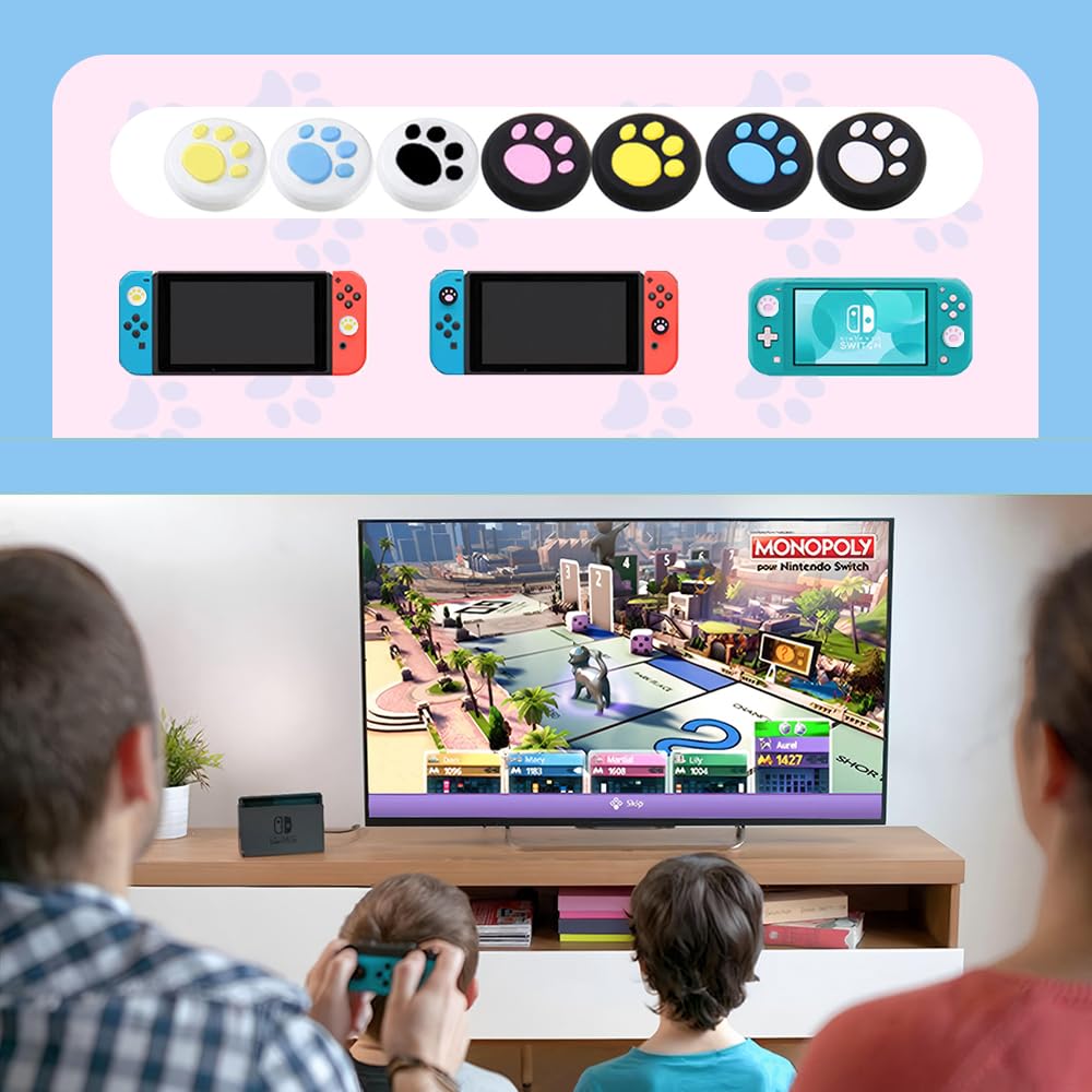 Nintendo Джойстик Кошачья Лапа и Кнопка Лапы Отпечаток Лапы Силиконовый Контроллер Удобный Легкий Совместимый с 8 Цветами Чехлы для Joy-Con, Чехлы, Дизайн,