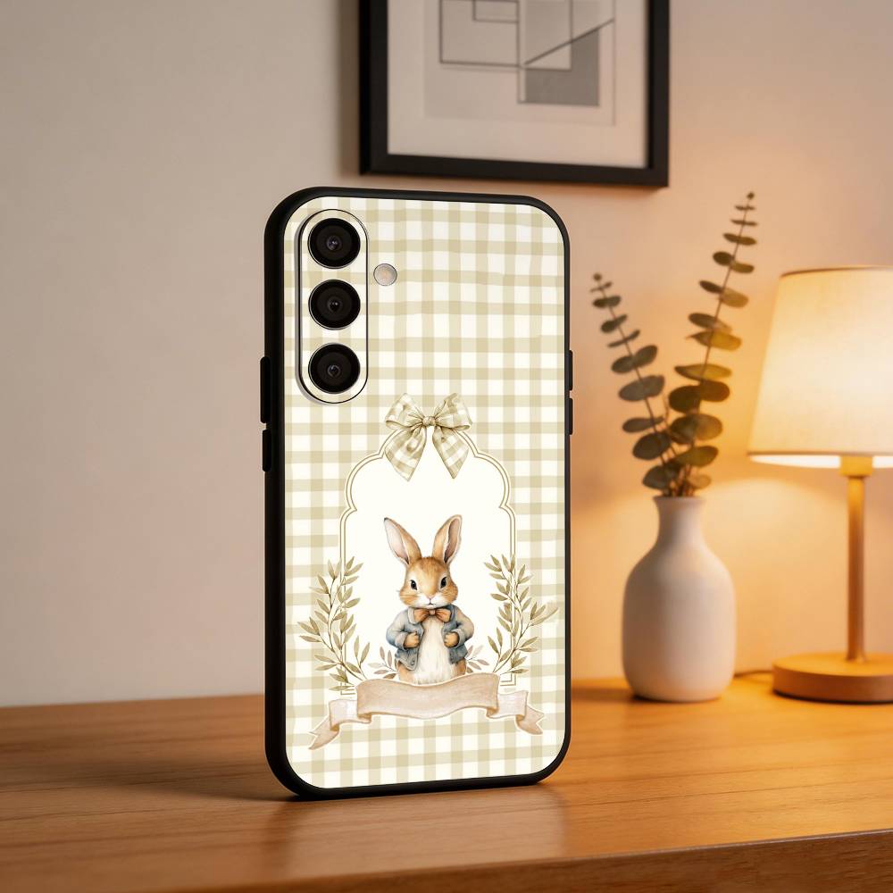 Cute P-Peter Rabbit Phone Case For Samsung A73,72,71,A52,51,40,41,A22,A32,31,A13, Soft Black Shell