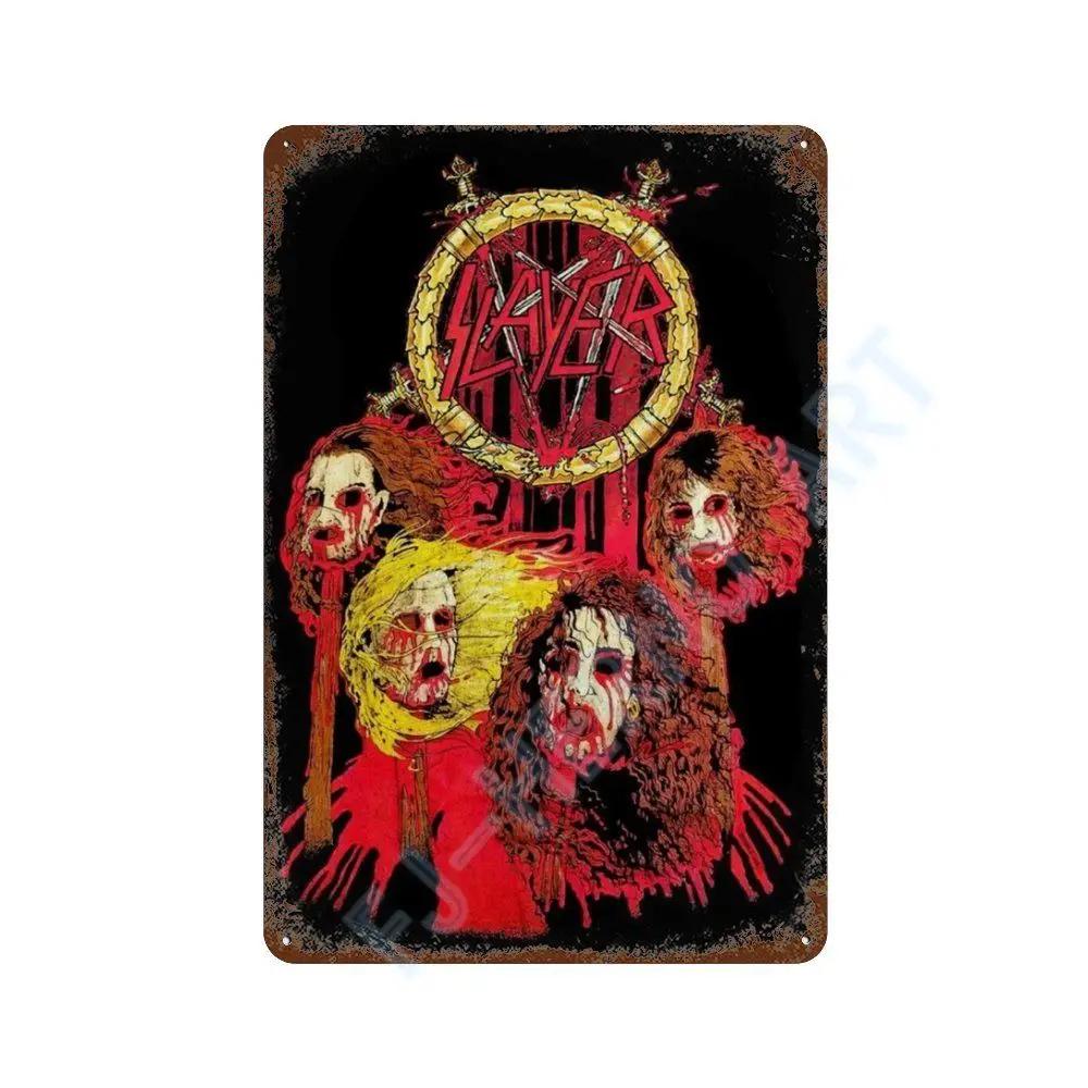 Винтажный Постер Альбома Slayer Хэви-метал Металлическая Жестяная Вывеска Табличка Nordic Настенное Искусство Тарелки для Декора Комнаты Дома Подарки для Мальчика