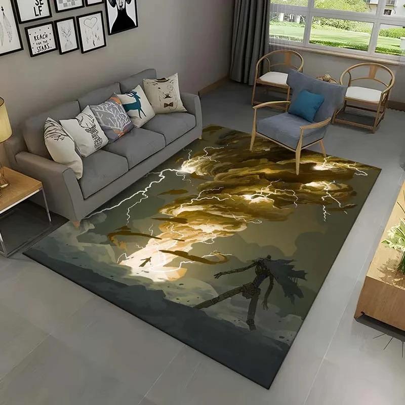 Радужный Пурпурный Фэнтезийный Ковер с Облачным Пейзажем, Яркий Художественный Стиль, Домашний Декор, Ковер для Жилой Зоны с Интенсивным Небесным Очарованием