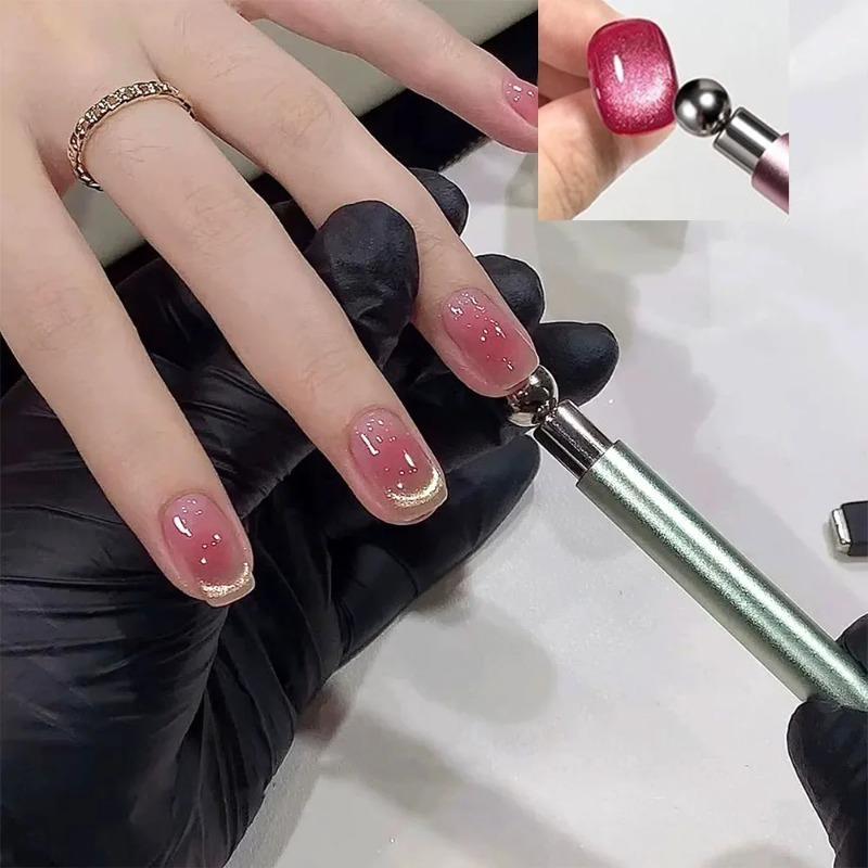 Магнитная палочка с двумя головками для кошачьего глаза - Круглый стальной цилиндрический магнит для 3D-нейл-арта и французского маникюра, Профессиональный инструмент для гель-лака