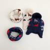 2Pcs Set Warm Baby Beanie Cap Cartoon Dinosaur Kids Ear Protection Hats Cute Scarf Set  Winter