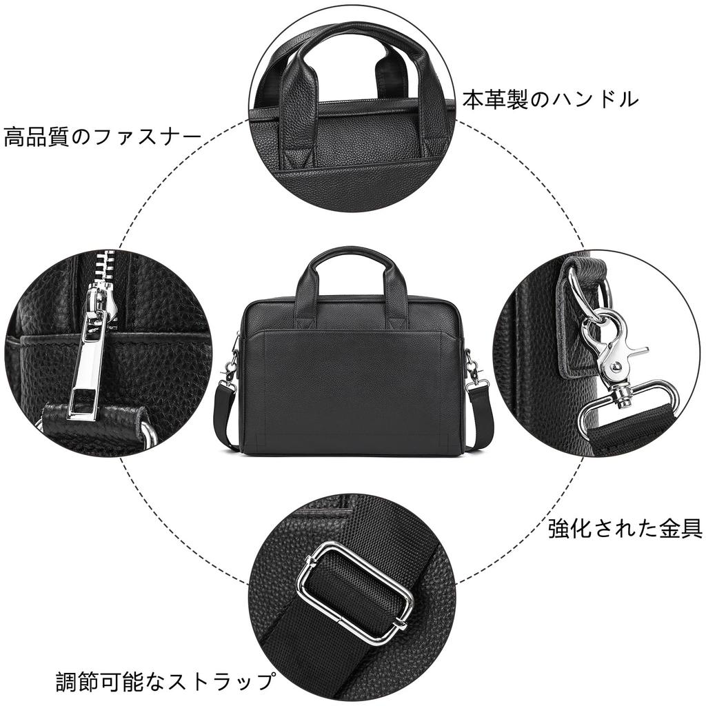 wifreo Genuine Leather Business Bag for Large Capacity A4 Laptop Leather Shoulder Leather Business Bag Men, Briefcase, Size, 14-inch Storage,