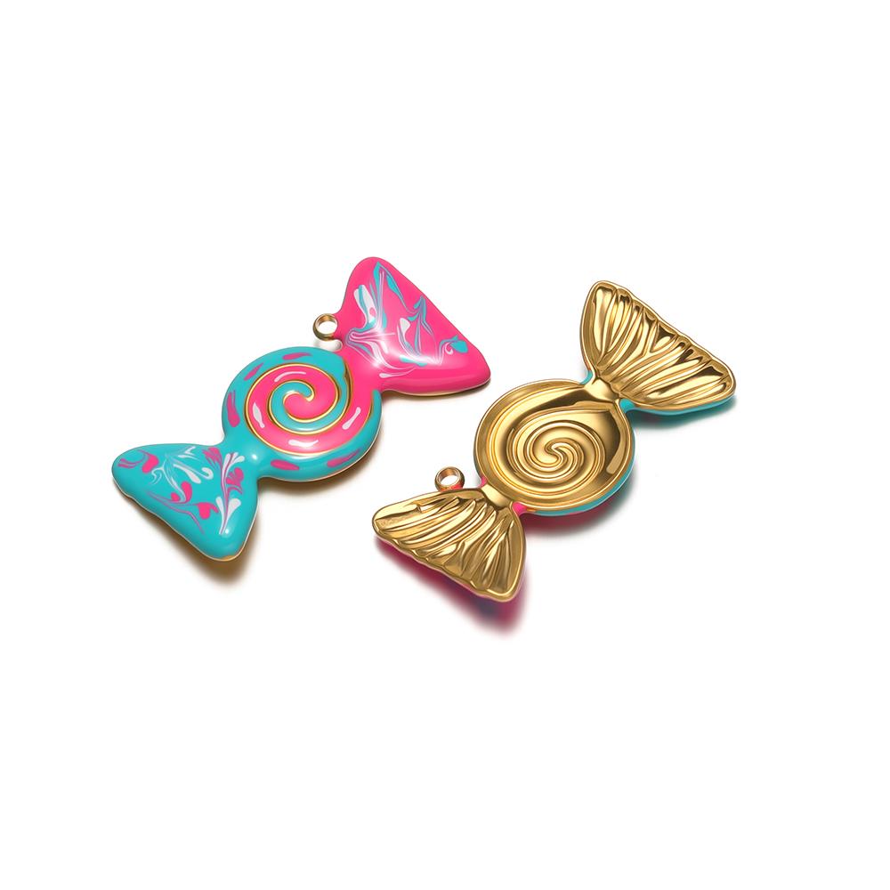 4pcs Stainless Steel Enamel Candy Charms for Children Necklace Kids Pendants DIY Jewelry Earrings Making Bracelet Supplies