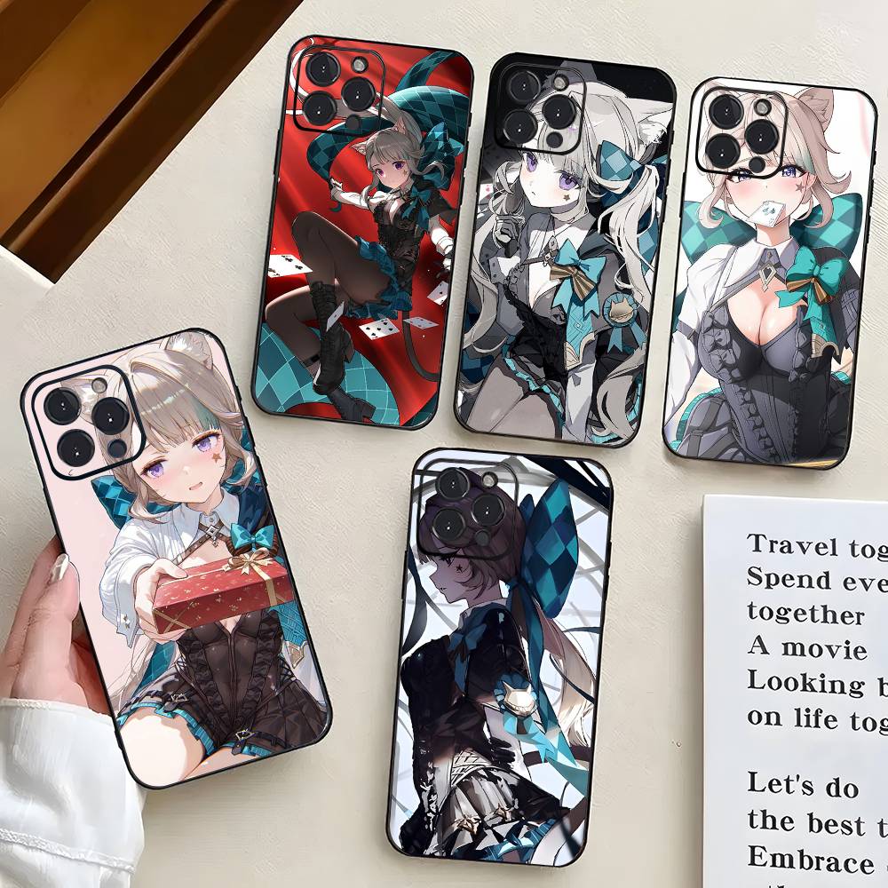 Чехол для телефона Lynette Anime Game Genshin Impact для IPhone 17 Air 16 15 14 13 Pro Max 11 12 Черный силиконовый чехол