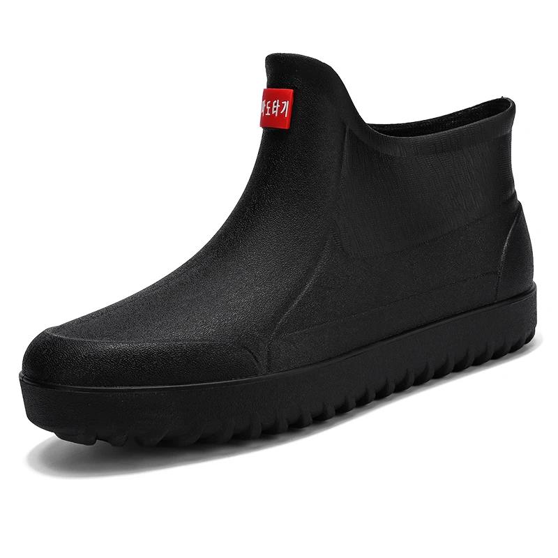 Модные зимние ветрозащитные резиновые сапоги для мужчин, мужские резиновые сапоги до щиколотки, модные туфли для рыбалки, мужские водонепроницаемые рабочие повседневные ботинки 2024