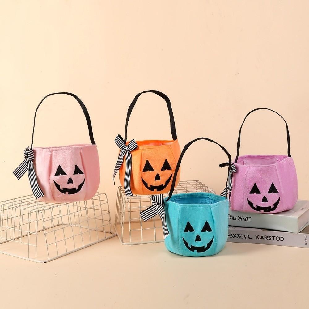 Flexible Pumpkin Bucket Open Top Trick or Treat Bucket Holiday Ghost Plush Bag Dessert Making