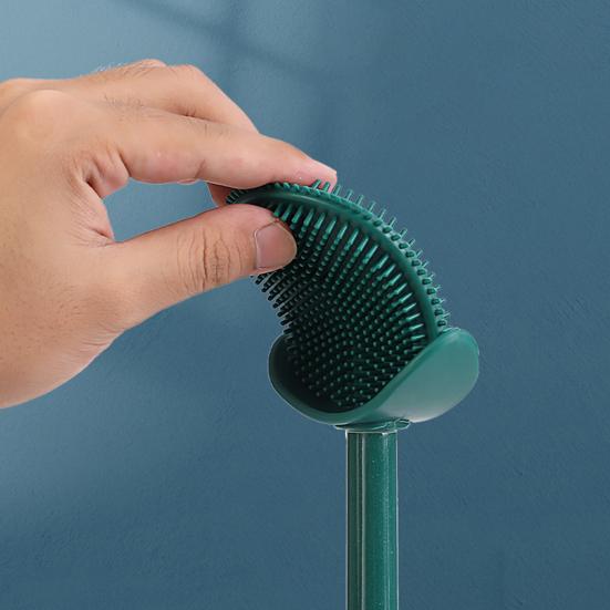 Силиконовый набор туалетных щеток с L-образной головкой, настенный держатель, длинная нескользящая ручка, дизайн без мертвых углов, средство для чистки ванной комнаты