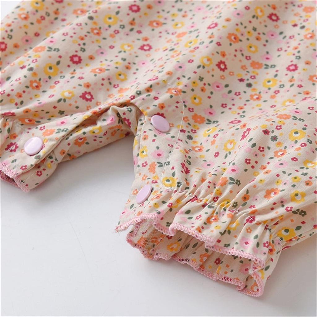 Romper Jumpsuit Bodysuit Girls Baby Newborn Summer Floral Print Lace Dress Hat Set Orange 18Months [Missia Luxury] [27132-27136]