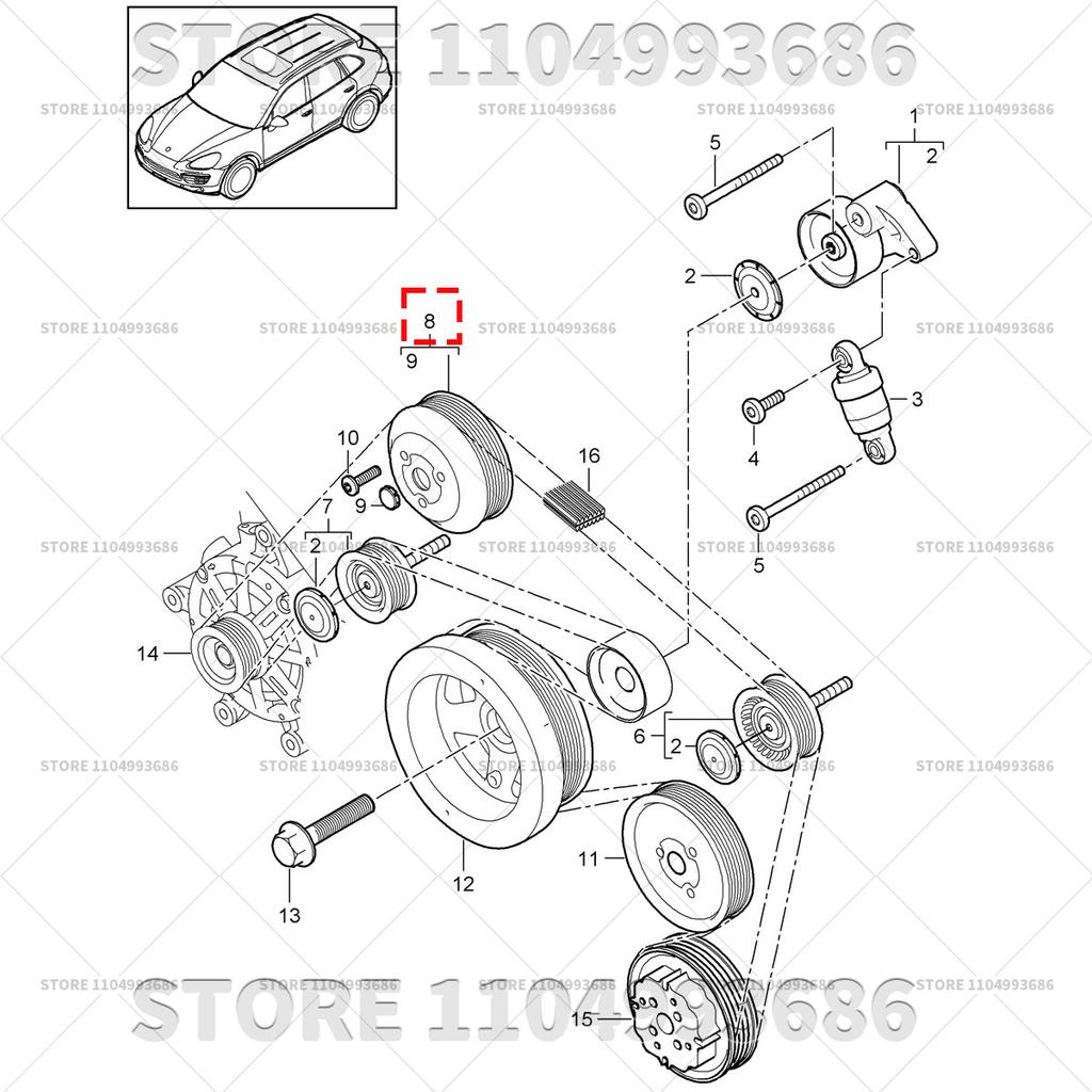 For Porsche 2008-2018 Cayenne (9PA 92A 958) 2010-2016 Panamera (970) ENGINE WATER PUMP PULLEY OEM 94810609100 94810609101