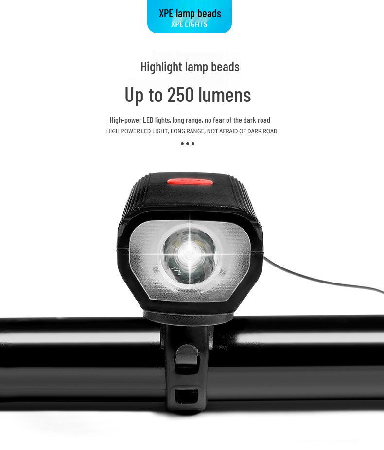 USB Rechargeable Bicycle Front Light & Horn for Night Riding