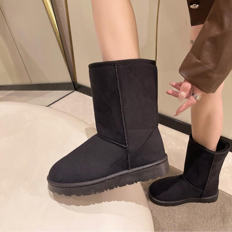 Женские зимние ботинки 2025 новая осень и зима с набивным утолщением женская обувь теплые снежные хлопковые ботинки зимние сапоги высокие сапоги внешняя торговля