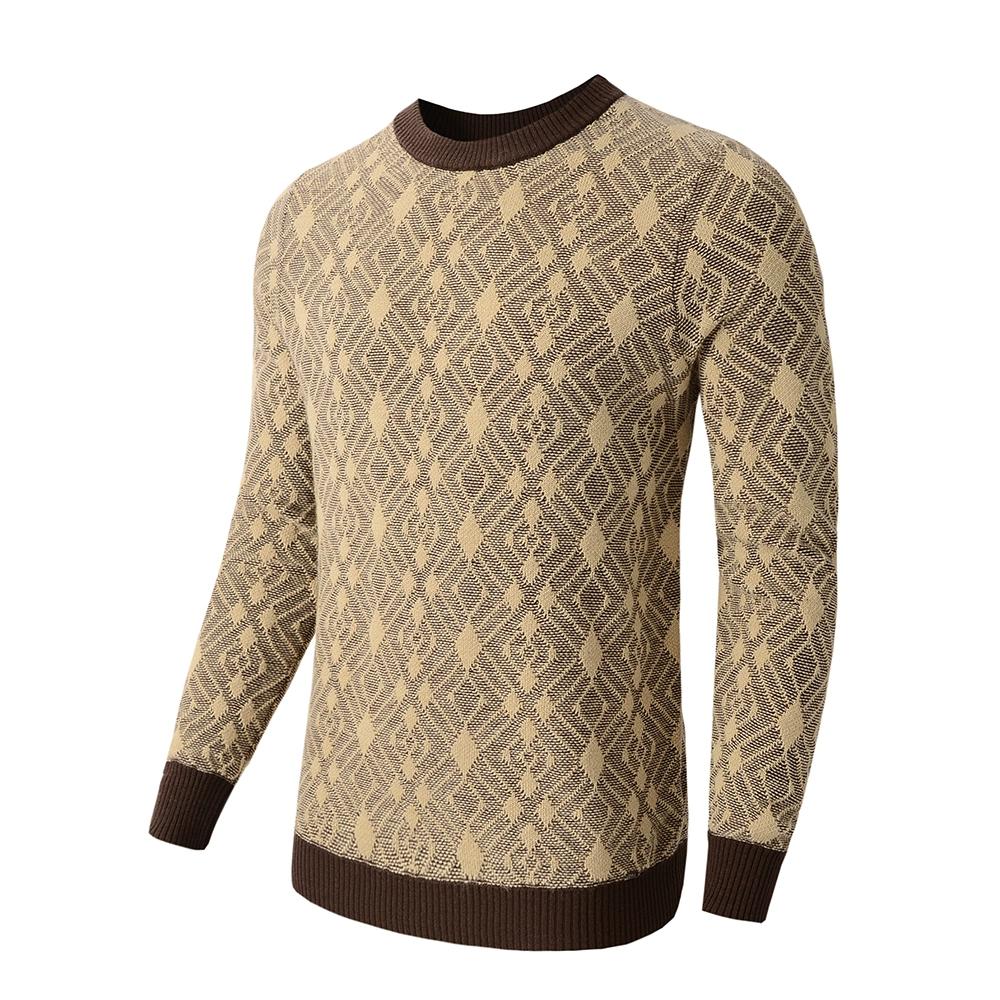 Мужской винтажный свитер с круглым вырезом и пуловером с длинными рукавами