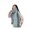 Winter Women Scarf Thick Warm Long And Width Color Matching Patchwork Windproof Tassel Decor Anti-shrink Heat Retention Outdoor