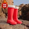 Зимний бархатный комплект дождевые туфли женские приморская мода высокий голенище 38см утолщенная подошва резиновые сапоги изысканные женские водные туфли теплая обувь
