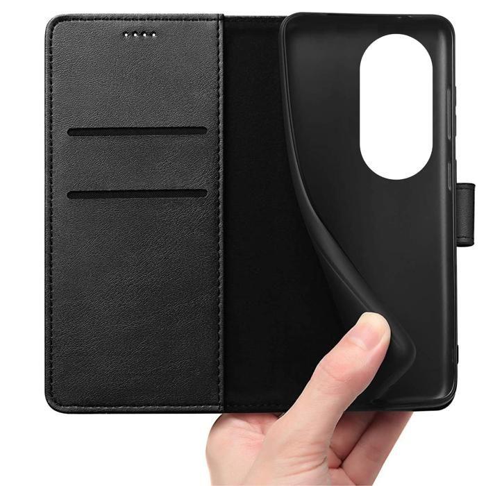 Coque Noir pour Honor 90 Smart 5G - Portefeuille Rabat Clapet Aimanté Rangement Cartes Phonillico