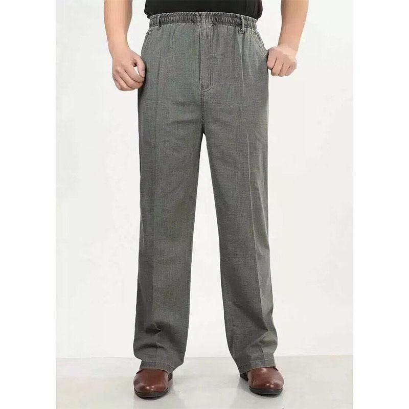Новое поступление, осенне-летние повседневные штаны, натуральный хлопок, лен, высокая талия, большие размеры, льняные дышащие свободные мужские брюки