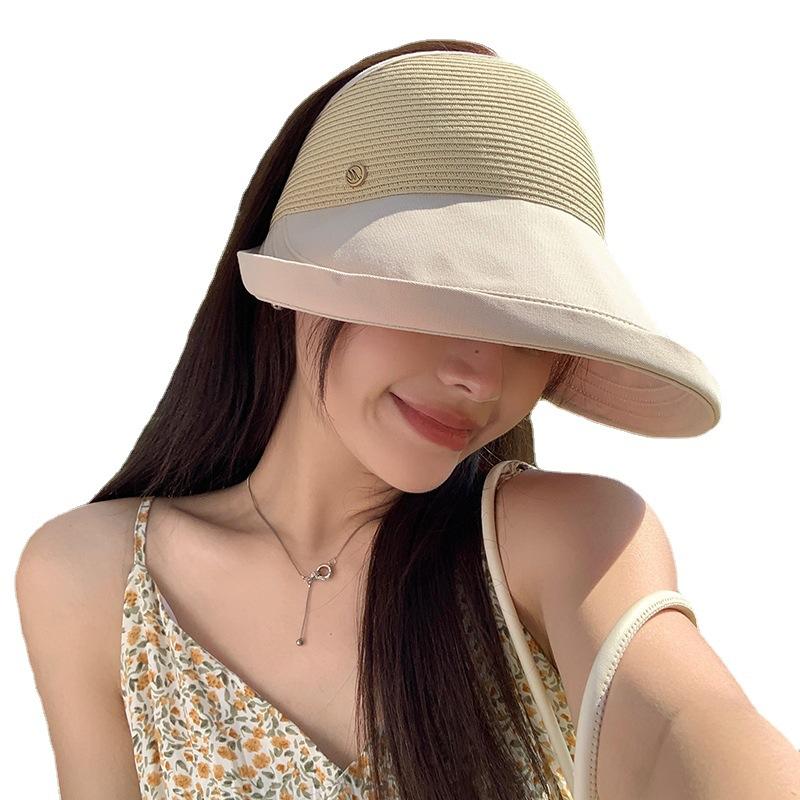 Универсальная соломенная шляпа-цилиндр с фланцами, женская, весна-лето, большие поля, закрывающие лицо, солнцезащитный крем, новая