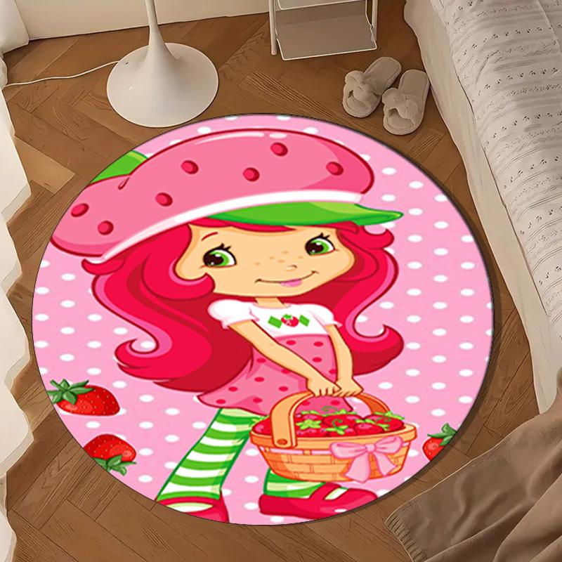 Strawberry Kitten Round Rug for Livingroom,Bedroom, Palyroom, Chair Rug, Area rug, Circle Carpet, Large Size Fan Christmas gift