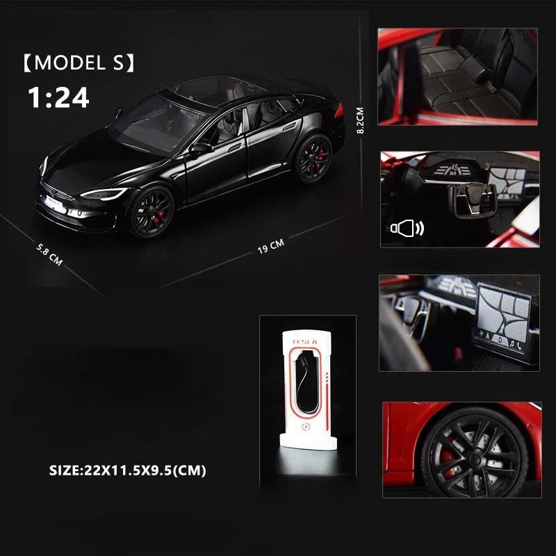 1:24 Миниатюры Tesla Model S Симуляция Сплав Металл Литье под Давлением Модель Автомобиля Звук и Свет Автомобиль Игрушки для Детей Подарки для Парня C270