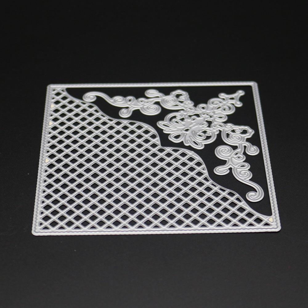 Rectangular Frame Grid Background Metal Silvery Stencil Embossing Cutting Dies For Diy Scrapbooking Paper Album Cards Making