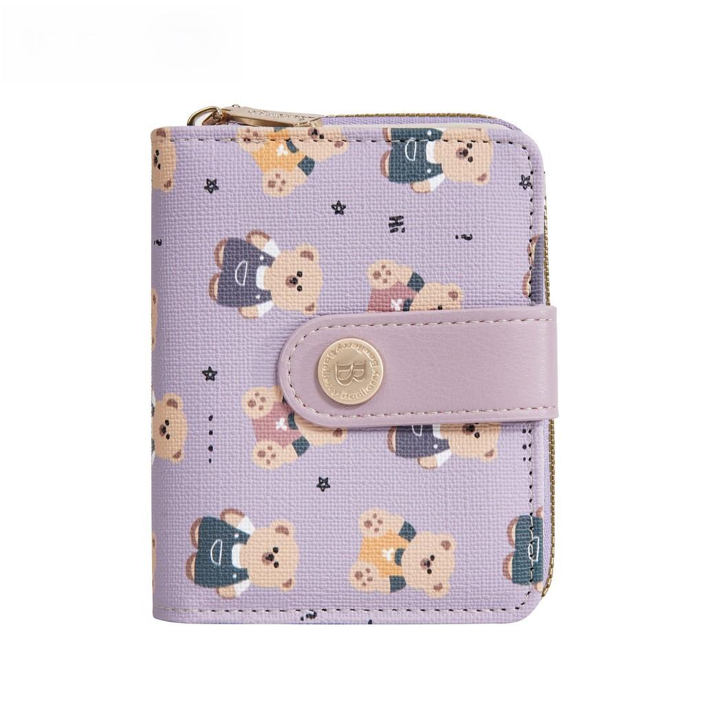 Bear Pattern Print Ladies Wallet Card Case Made Of Pu With Antitheft Features For Women