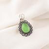 Green Cat's Eye Gemstone Jewelry, 925 Solid Sterling Silver Pendant, Handmade Meditation Silver Pendant For Wedding Gift