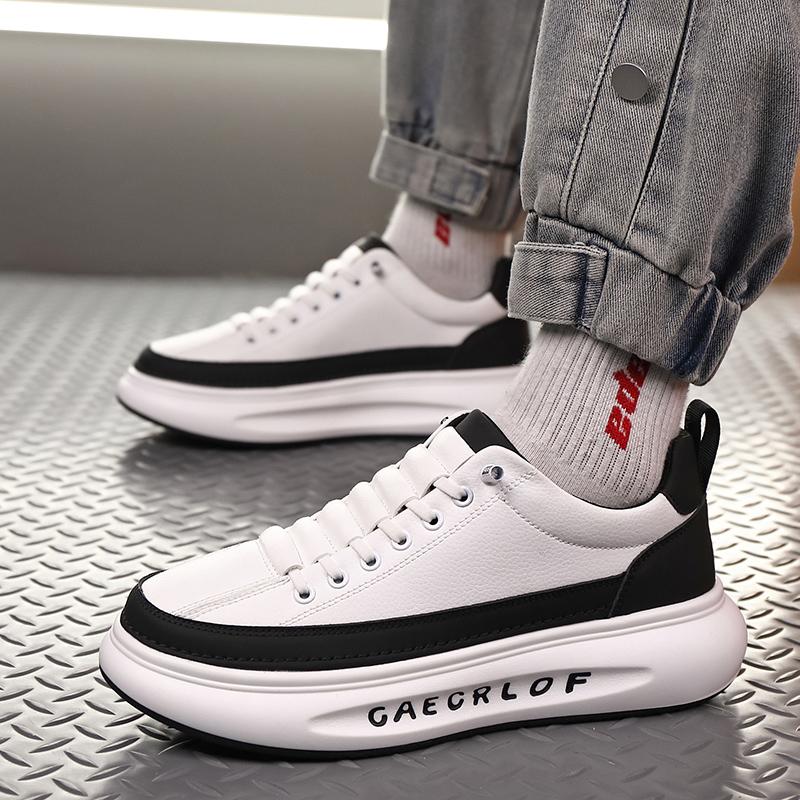 Fashion Brand Men's Lace Up Comfortable Thick Soled Outdoor Sports Shoes In Spring Classic White/brown Men Casual Fashion Shoes