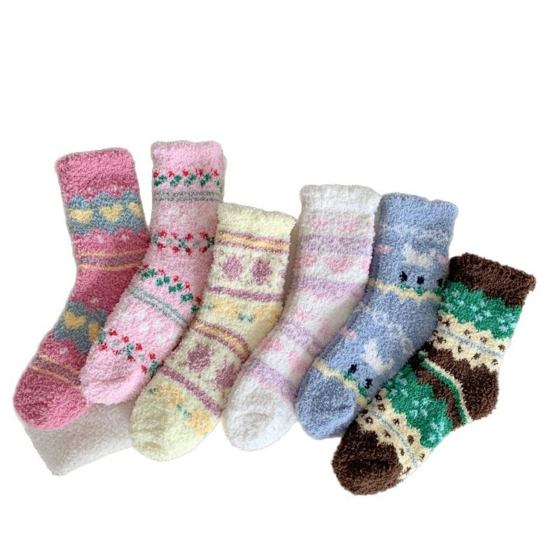 Autumn and Winter Non-shedding Coral Fleece Socks, Women's Socks, Home Warmth Thickened Sleep Socks