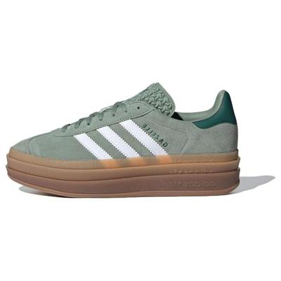 Женские кроссовки Gazelle Bold Серебристо-зеленые с резиновой подошвой ID6998