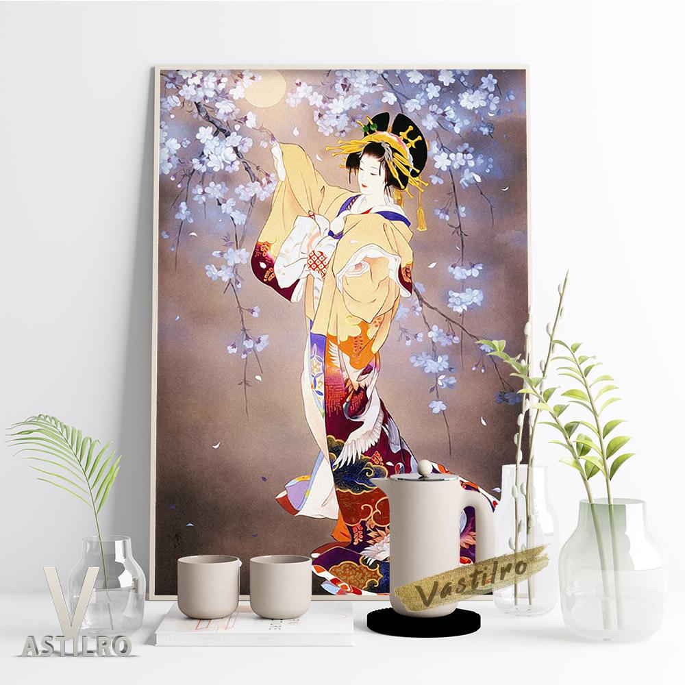 Морита Харухико, постер японского традиционного костюма и дизайн кимоно, любительская коллекция, стена красоты Укиеэ