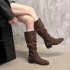 Women's Half High Boots Hot Retro Large Size Warm Ladies Mid Calf Shoes Designer Luxury Spring 2025 Sale On Promotion Waterproof