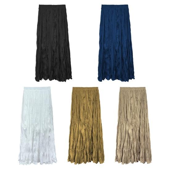 Женская юбка макси, эластичная юбка А-силуэта с высокой талией, плиссированная юбка, однотонная, с струящимся подолом, драпированная танцевальная юбка