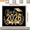 2D Фон для Фотосессии Выпускного 2026 года Черно-Золотая Шапочка, Диплом и Лавровый Венок Фон для Вечеринки