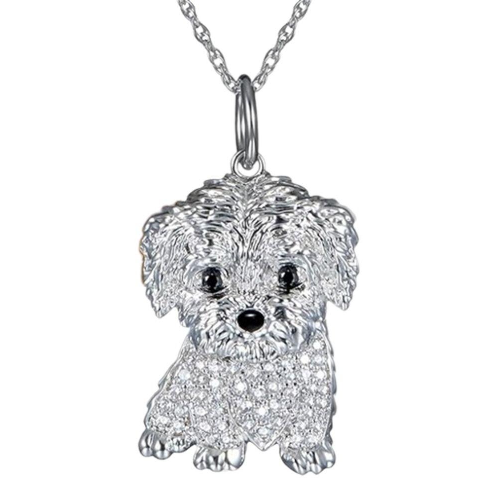 Exquisite Maltese Dog Pendant Necklace Cute Aesthetic Neck Accessories Collar Chain Unisex